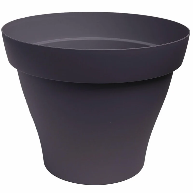 Poétic Romeo Rund, Blumentopf, Blumenkübel, Blumen Topf, Pflanzkübel, Kunststoff, Grau-Schwarz, Ø 17 cm, PRO17NV