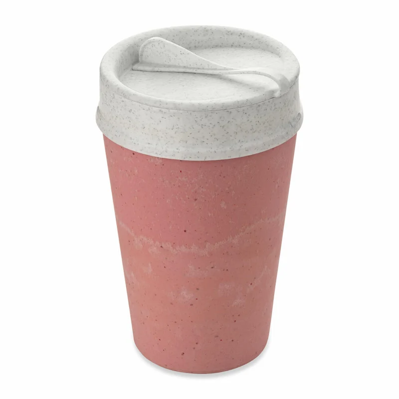 Koziol Thermobecher Iso To Go, Isolierbecher, Kunststoff-Holz-Mix, Strawberry Ice Cream, 400 ml, 7001697