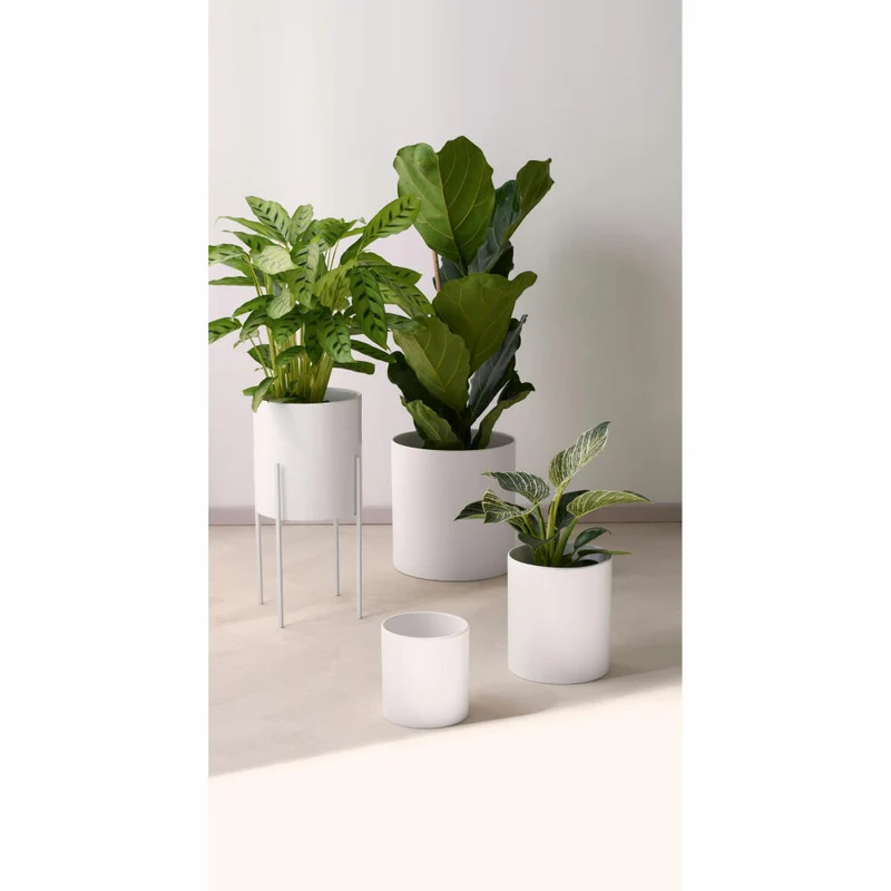 ASA Selection haruko Übertopf, Blumentopf, Pfanzentopf, Pflanzkübel, Blumenkübel, Steingut, Weiß Matt, H 15 cm, 64053091