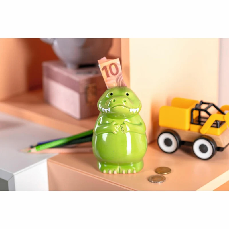 Leonardo Spardose Bambini Krokodil, Sparschwein, Sparbüchse, Keramik, grün, 12.8 cm, 039194