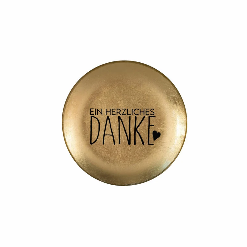 Gift Company Glasteller Love Plates Ein herzliches Danke S, rund, Dekoteller, Schale, Glas, Gold, 10 cm, 1061103021