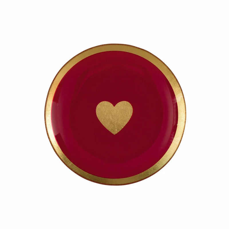 Gift Company Glasteller Love Plates Herz M, rund, Dekoteller, Schale, Glas, Pink, 13 cm, 1061304013