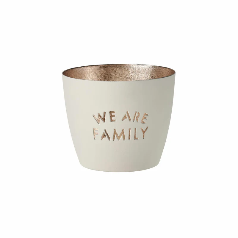 Gift Company Windlicht Madras We are family M, Teelichthalter, Kerzenhalter, Eisen, Weiß, Gold, 8.5 cm, 1063304001