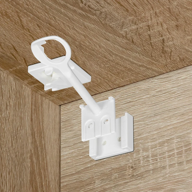 reer Schrank- und Schubladensicherung mit Montagehilfe, 3er Set, Klemmschutz, Kinder Sicherung, Weiß, 71060