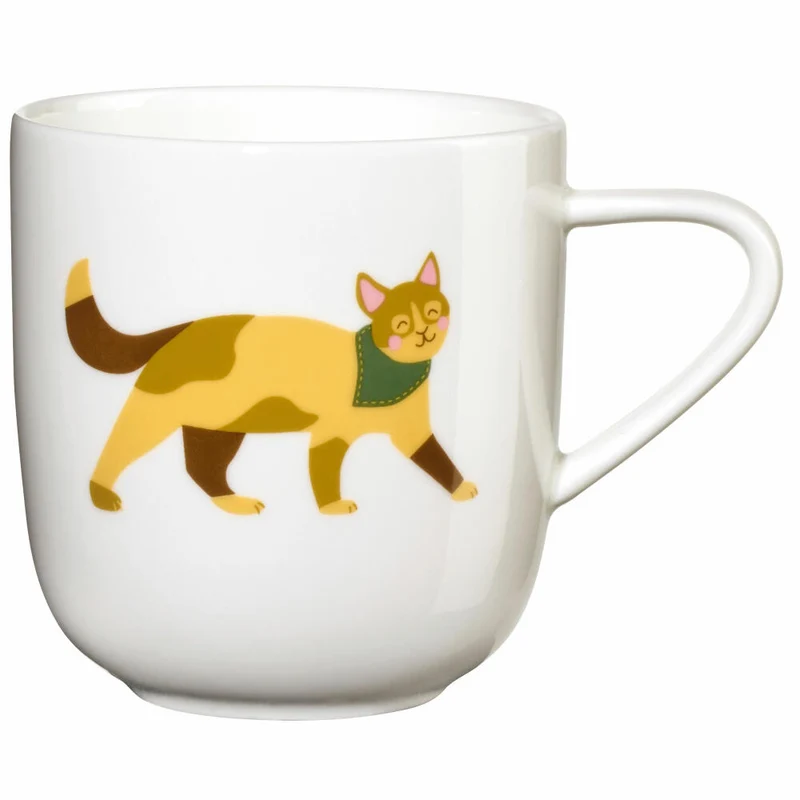 ASA Selection kids Henkelbecher Kater Kasimir, Henkel Becher, Tasse, Teetasse, Fine Bone China, Weiß Glänzend, 250 ml, 38066314