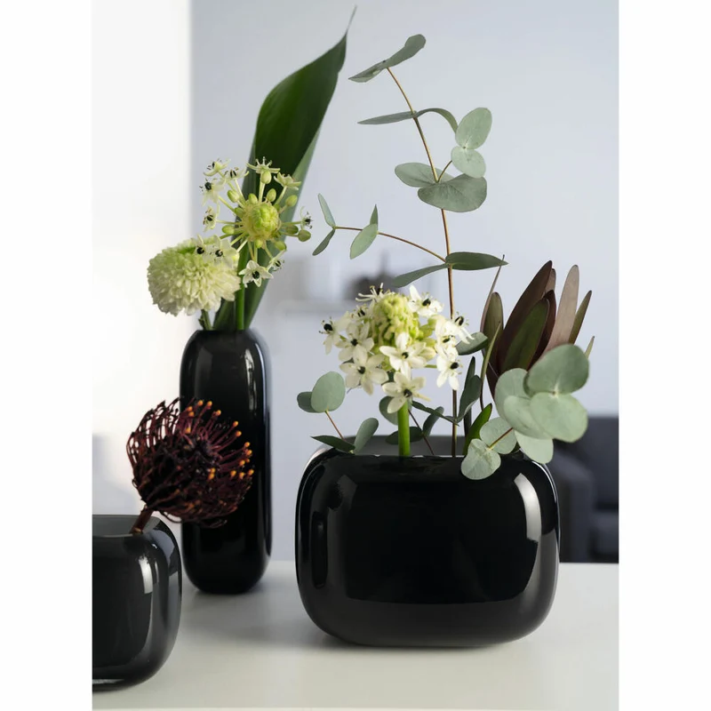 Leonardo Vase Milano, Dekovase, Blumenvase, Kalk-Natron Glas, grau, 13 x 18 x 14 cm, 041660