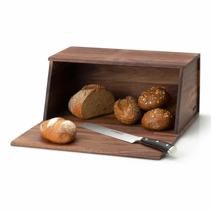 Continenta Brotkasten, Brotbox, Brotbehälter, Brotkiste, Walnussholz, 40 x 26 x 18.5 cm, 4260