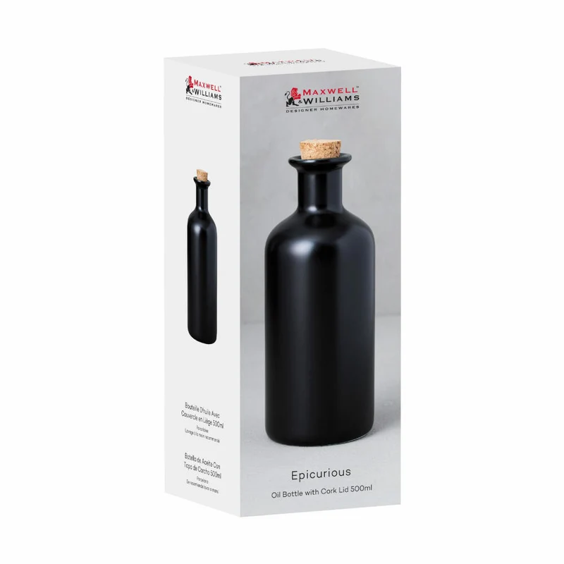 Maxwell & Williams Vorratsflasche Epicurious, Flasche, Aufbewahrung, Porzellan, Schwarz, 580 ml, IA0043