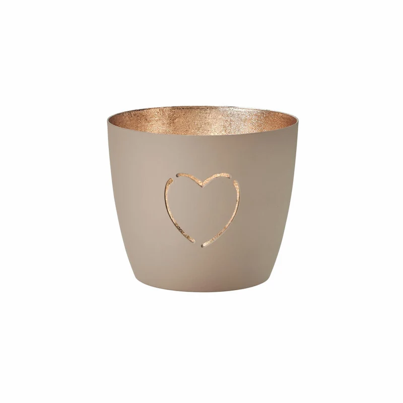 Gift Company Windlicht Madras Herz M, Teelichthalter, Kerzenhalter, Eisen, Sandstone, Gold, 8.5 cm, 1063504029