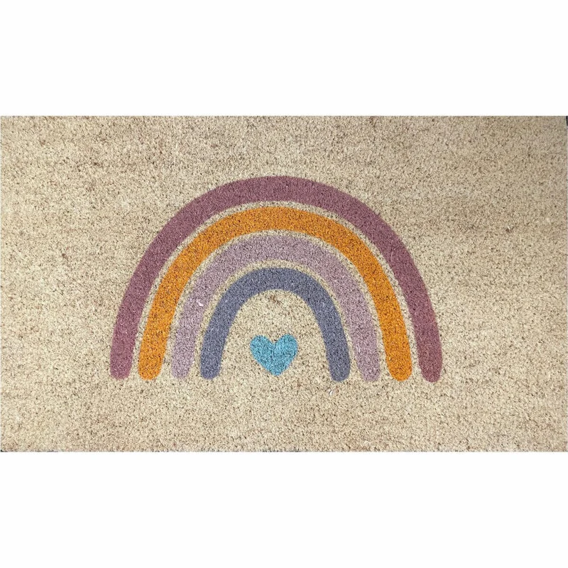 Gift Company Fußmatte Rainbow, Türmatte, Kokosmatte, Kokos, Vinylrücken, Natur, 45 x 75 cm, 1083901007