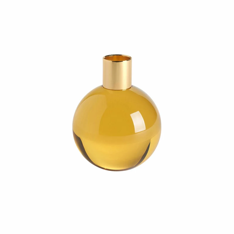 Gift Company Dioptrics Kerzenhalter, Kugel, Kerzenständer, Kerzen Halter, Kristallglas, Gelb, H 9.5 cm, 15601010