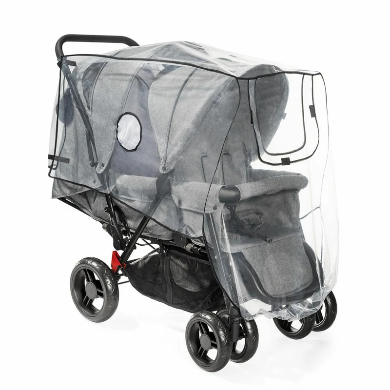 reer RainCover Duo Regenschutz für Geschwisterwagen, Regenverdeck, Regenhaube, Kinderwagen, 73887