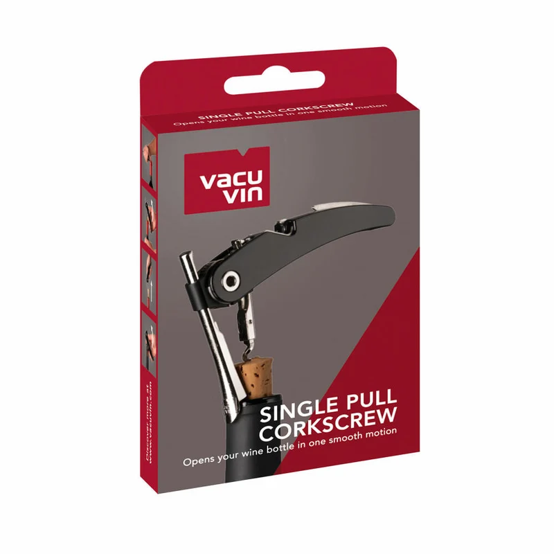 Vacu Vin Single Pull Kellnermesser, Korkenzieher, Flaschenöffner, Kunststoff, Edelstahl, Schwarz, 68854606
