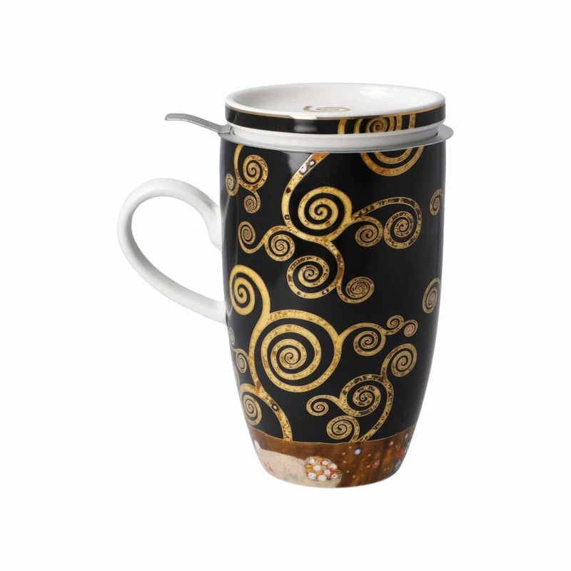 Goebel Teetasse mit Deckel und Sieb Gustav Klimt - Der Lebensbaum, Artis Orbis, Fine Bone China, 450 ml, 67072031