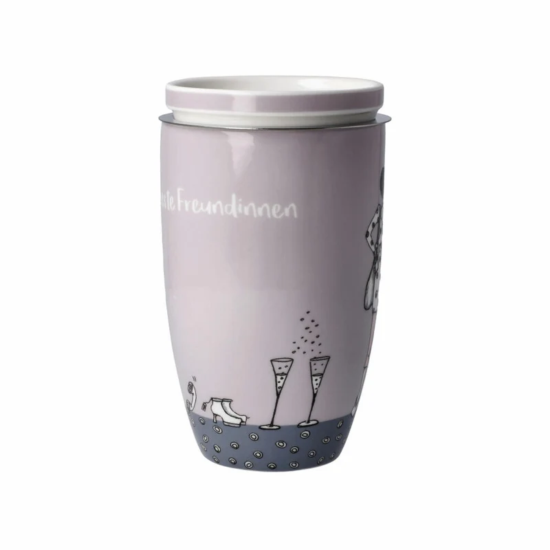 Goebel Teetasse mit Deckel und Sieb Barbara Freundlieb - Ziemlich beste Freundinnen, Becher, Fine Bone China, Bunt, 450 ml, 27001241