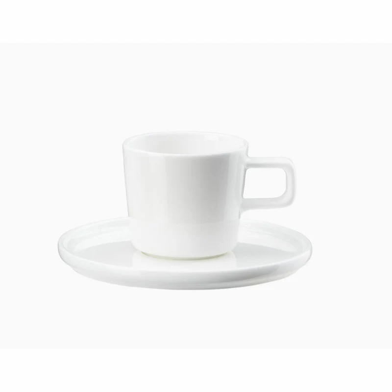 ASA Selection oco Kaffeetasse mit Unterteller, Kaffeebecher, Teetasse, Kaffee Tasse, Tee, Fine Bone China, Weiß, 2029013