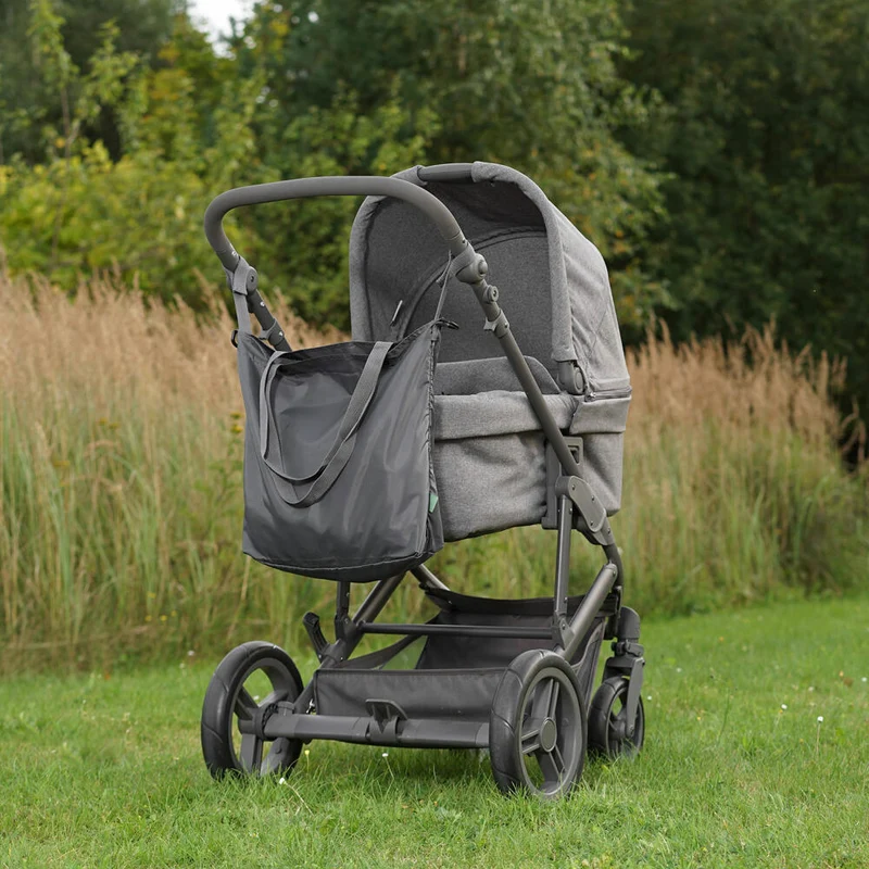 reer Growing Kinderwagen-Einkaufstasche, Einkaufstasche, Kinderwagen Tasche, Shopper, Klett, Polyester, Grau, 84211