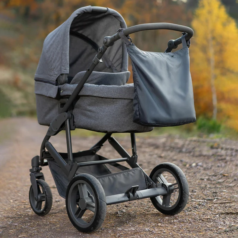 reer Growing Kinderwagen-Einkaufstasche, Einkaufstasche, Kinderwagen Tasche, Shopper, Klett, Polyester, Grau, 84211