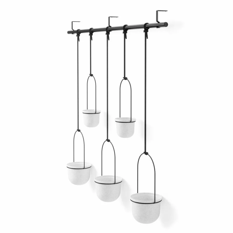Umbra Vase Triflora 5er-Set, Hängeblumentopf, Wandvase, Blumenampel, Stahl, Weiß, 1018086-660