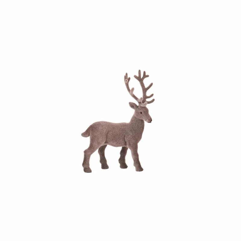 Gift Company Solna Hirsch S, Geflockt, Weihnachten, Dekoration, Deko, Kunststoff, Grau, H 20 cm, 1065503004