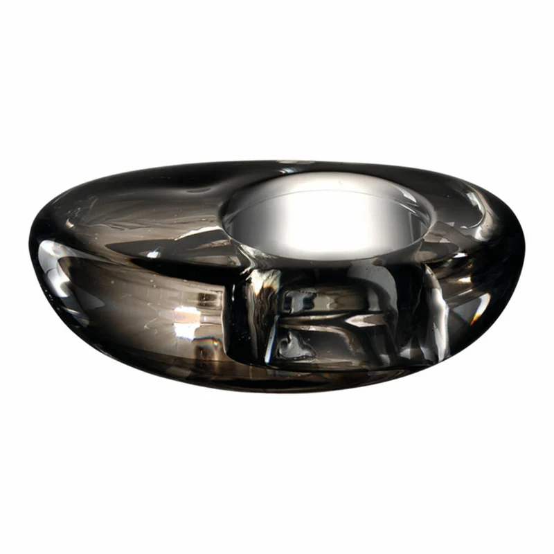 Leonardo Tischlicht Casolare, Teelichthalter, Windlicht, Kalk-Natron Glas, dunkelgrau, 3 cm, 041833