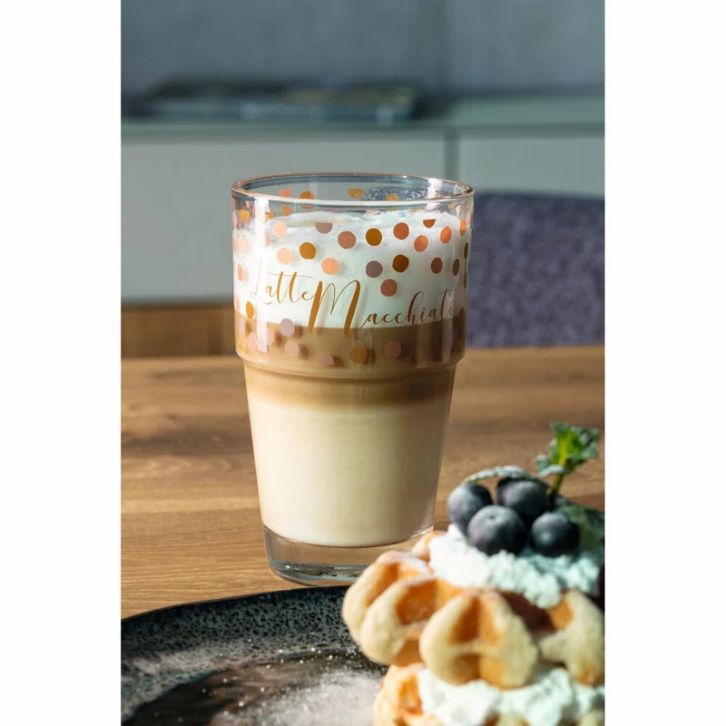 Leonardo Becher Solo Latte Macchiato, Kaffeebecher, Glas, Kalk-Natron Glas, rosé/braun, 410 ml, 043469