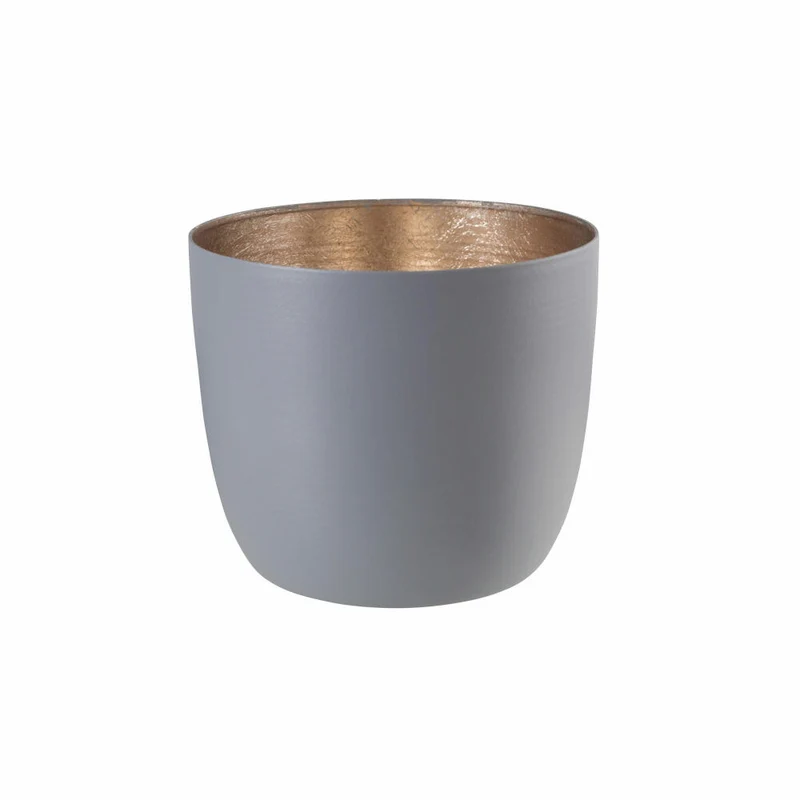 Gift Company Windlicht Madras M, Teelichthalter, Kerzenhalter, Eisen, Cool Grey / Nudegold, 8.5 cm, 76743