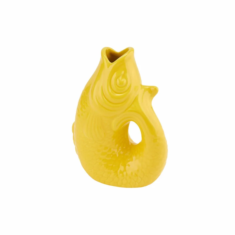 Gift Company Vase Monsieur Carafon XS, Dekovase in Fisch-Form, Steingut, Tuscan Sun, 13 cm, 1087402010