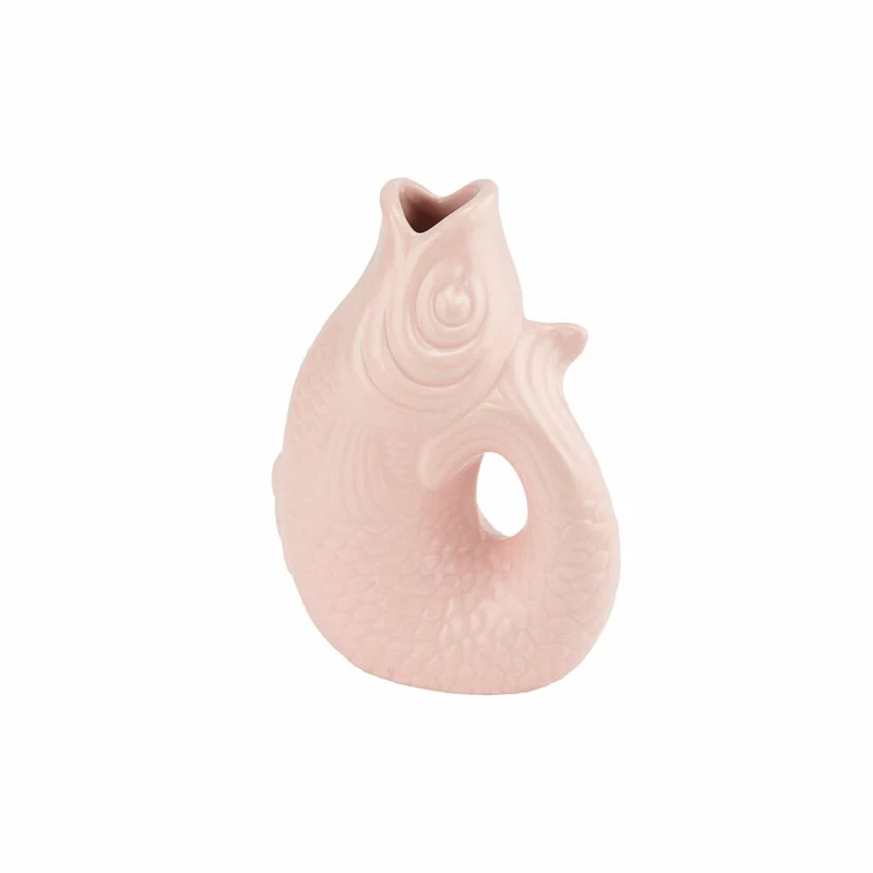 Gift Company Vase Monsieur Carafon XS, Dekovase in Fisch-Form, Steingut, Sea Pink, 13 cm, 1087402012