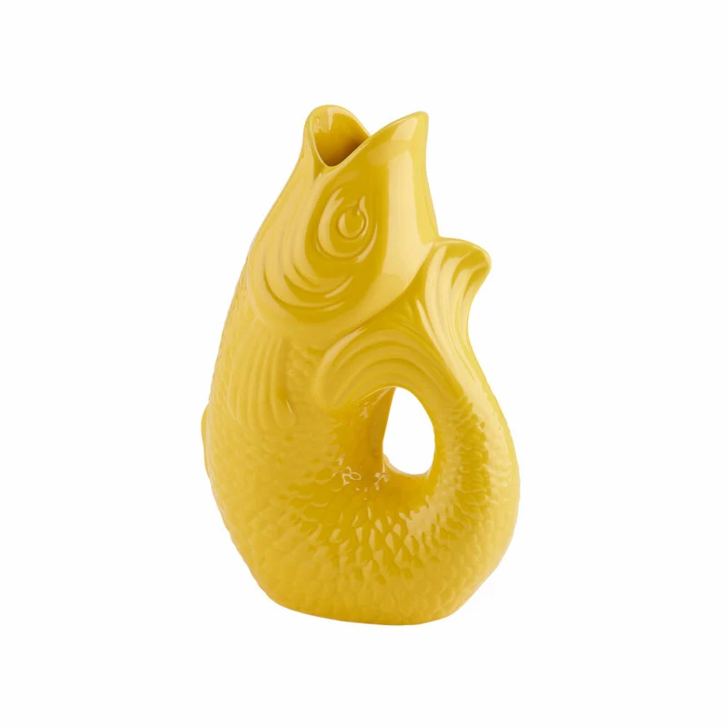 Gift Company Vase Monsieur Carafon S, Dekovase in Fisch-Form, Steingut, Tuscan Sun, 25 cm, 1087403010