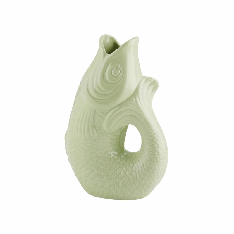 Gift Company Vase Monsieur Carafon S, Dekovase in Fisch-Form, Steingut, Seafoam, 25 cm, 1087403043