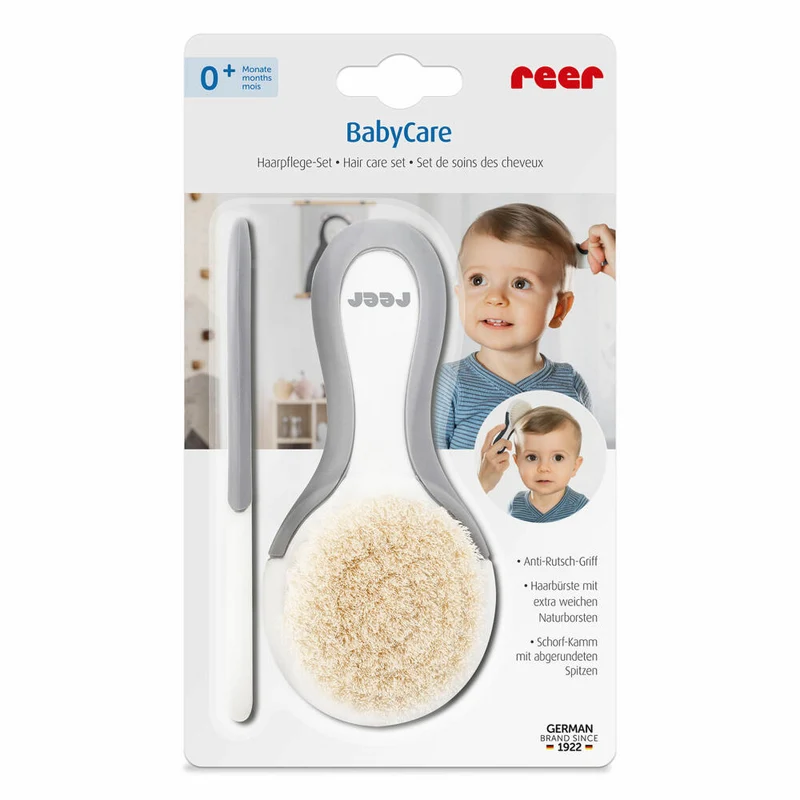 reer BabyCare Haarpflege-Set, 2-tlg., Bürste, Kamm, Haarbürste, Naturborsten, 81070