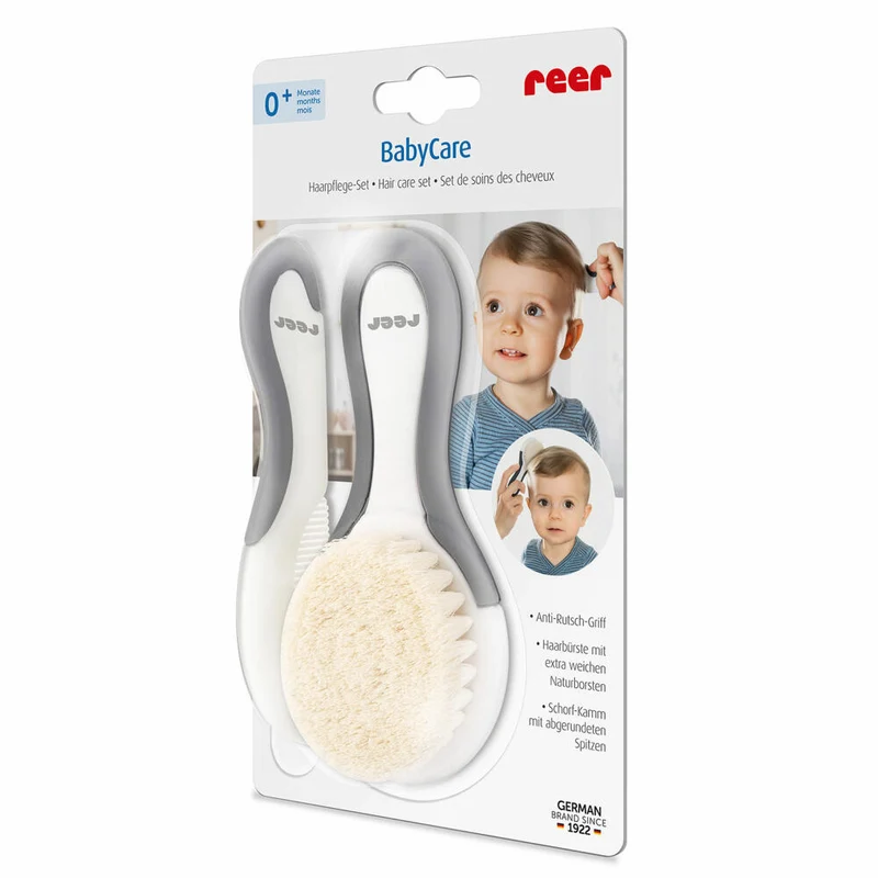 reer BabyCare Haarpflege-Set, 2-tlg., Bürste, Kamm, Haarbürste, Naturborsten, 81070