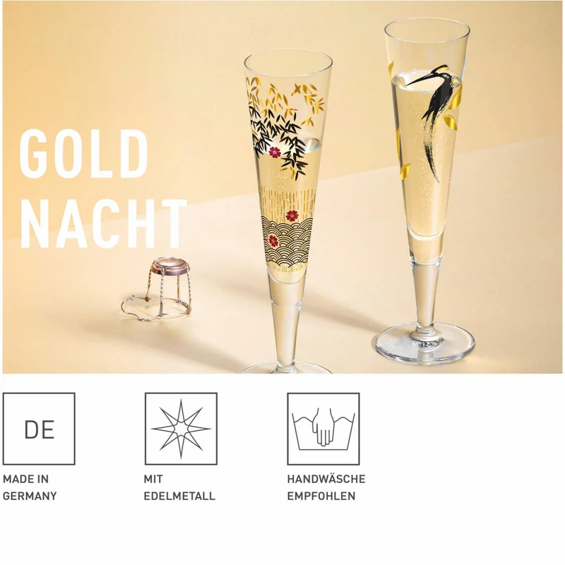 Ritzenhoff Goldnacht Champagnerglas 020, Kathrin Stockebrand, Kristallglas, 205 ml, 1071020