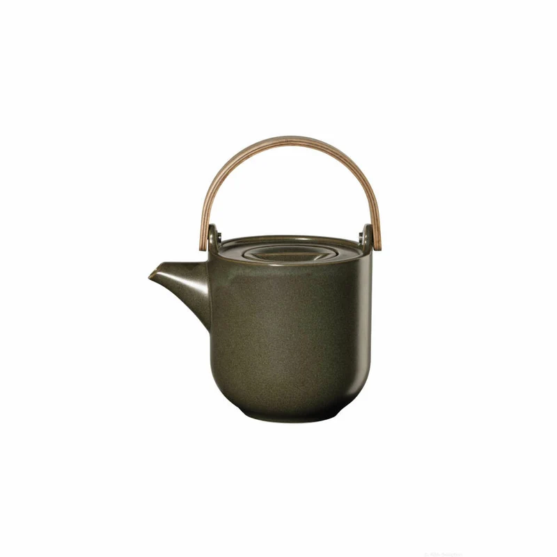 ASA Selection coppa nori Teekanne mit Holzgriff, Tee Kanne, Porzellan, Grün, 600 ml, 19371192