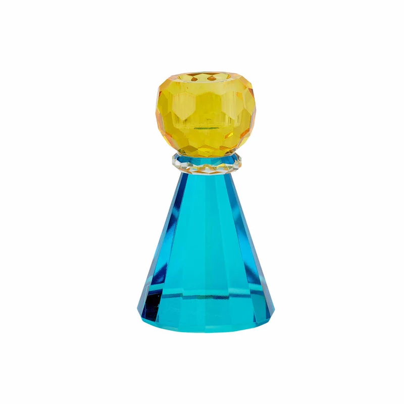 Gift Company Kerzenhalter Sari Konus, Kerzenständer, Kristallglas, Gelb, Blau, 11.5 cm, 1093701010