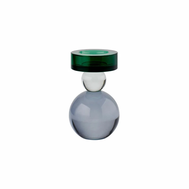 Gift Company Kerzenhalter Sari Kugel, Kerzenständer, Kristallglas, Grün, Transparent, Grau, 13 cm, 1094601008