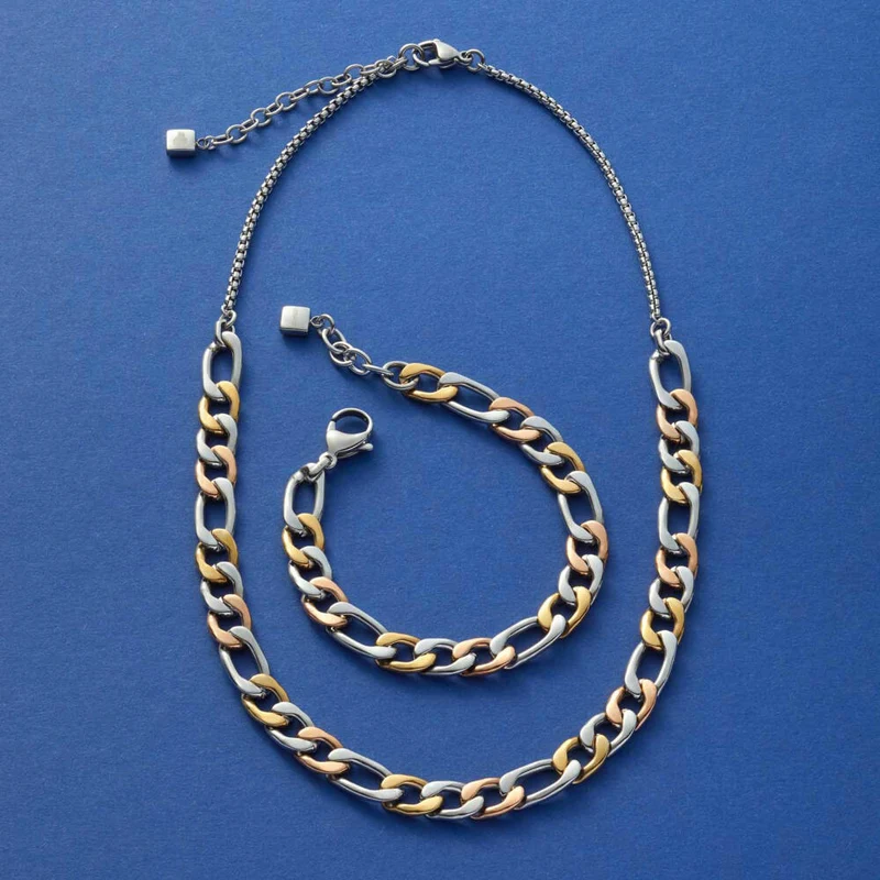 Leonardo Jewels Halskette Tricolore, Kette, Halsschmuck, Edelstahl, Tricolor, 022068