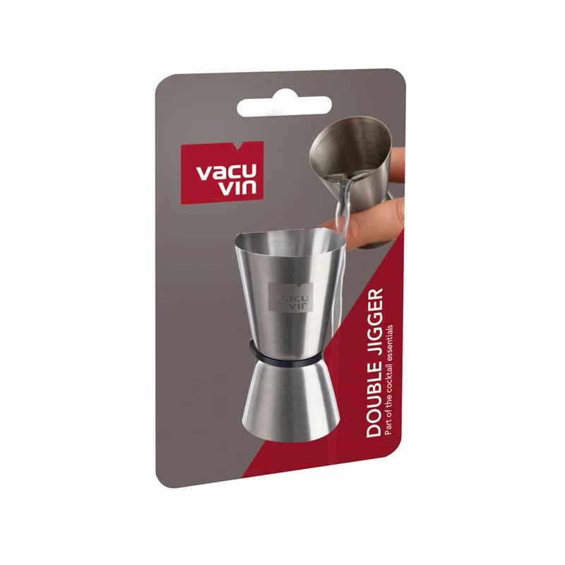 Vacu Vin Barmaß Double Jigger, Messbecher mit V V Logo, Edelstahl, Silbern, 78323606