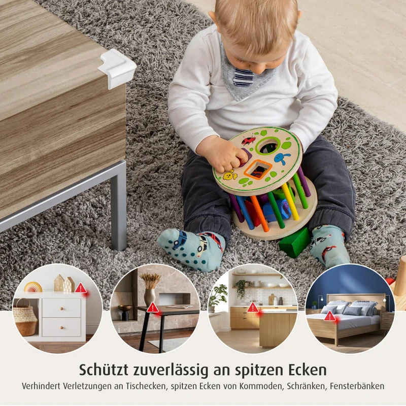 reer Eckenschutz Soft, 4er Set, Ecken Schutz, Kantenschutz, Stoßschutz, Kinder Sicherung, Weiß, 82030