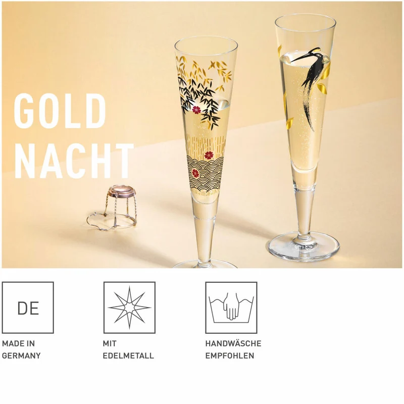Ritzenhoff Goldnacht Champagnerglas 019, Kathrin Stockebrand, Kristallglas, 205 ml, 1071019