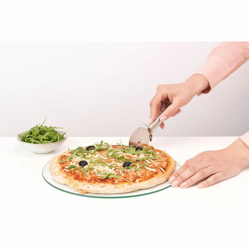 Brabantia Pizzaschneider Profile, Pizzaroller, Küchenhelfer, Stahl, Matt Steel, 20.6 cm, 250446