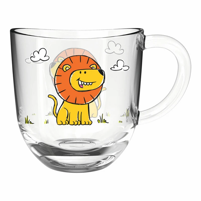 Leonardo Tasse Bambini Löwe, Glastasse, Kinderbecher, Kalk-Natron Glas, mehrfarbig, 280 ml, 022898