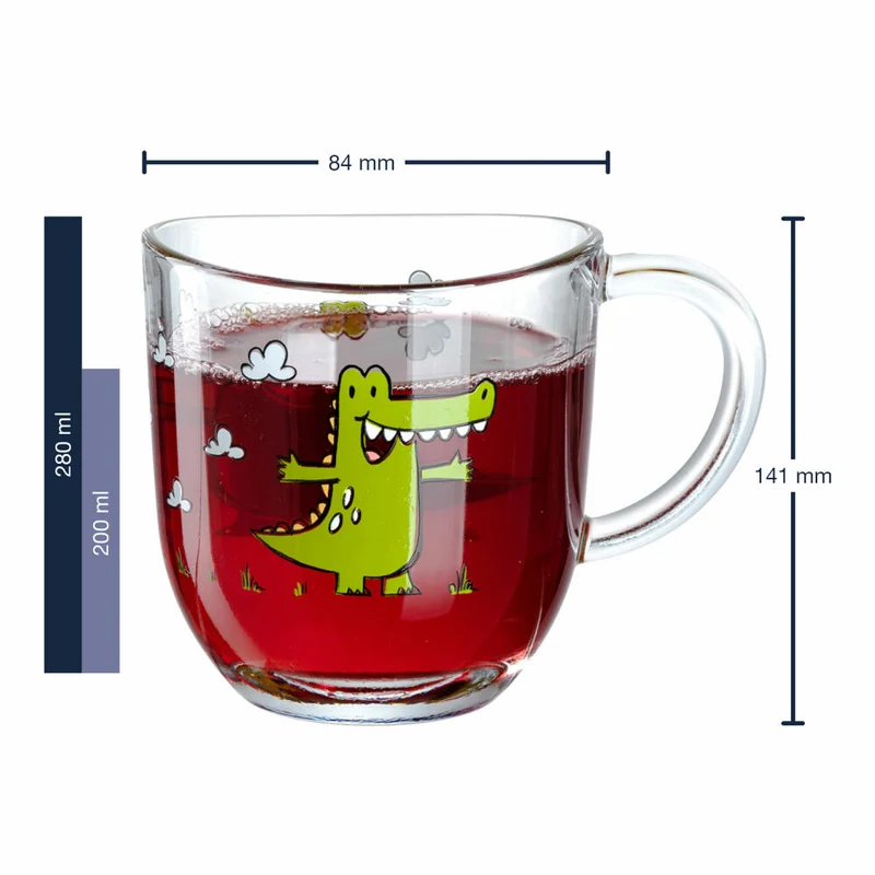 Leonardo Tasse Bambini Krokodil, Glastasse, Kinderbecher, Kalk-Natron Glas, mehrfarbig, 280 ml, 022900