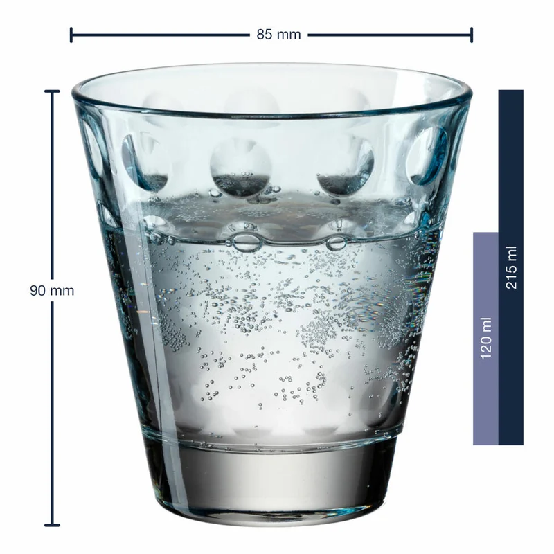 Leonardo Trinkglas Optic, Becher, Wasserglas, Kalk-Natron Glas, hellblau, 215 ml, 025894