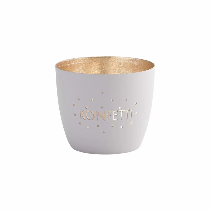 Gift Company Windlicht Madras Konfetti M, Teelichthalter, Kerzenhalter, Eisen, Grau, Gold, 8.5 cm, 1091104077