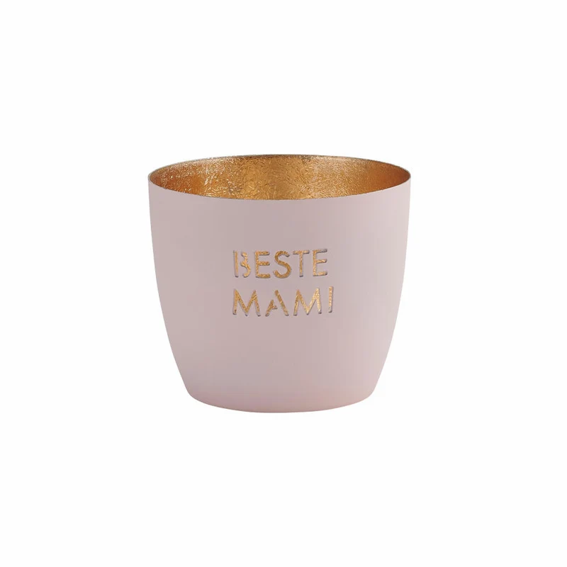 Gift Company Windlicht Madras Beste Mami M, Teelichthalter, Kerzenhalter, Eisen, Pastellrosa, Gold, 8.5 cm, 1091404076