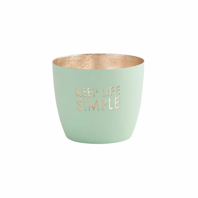 Gift Company Windlicht Madras Keep life simple M, Teelichthalter, Kerzenhalter, Eisen, Aqua, Gold, 8.5 cm, 1091604090