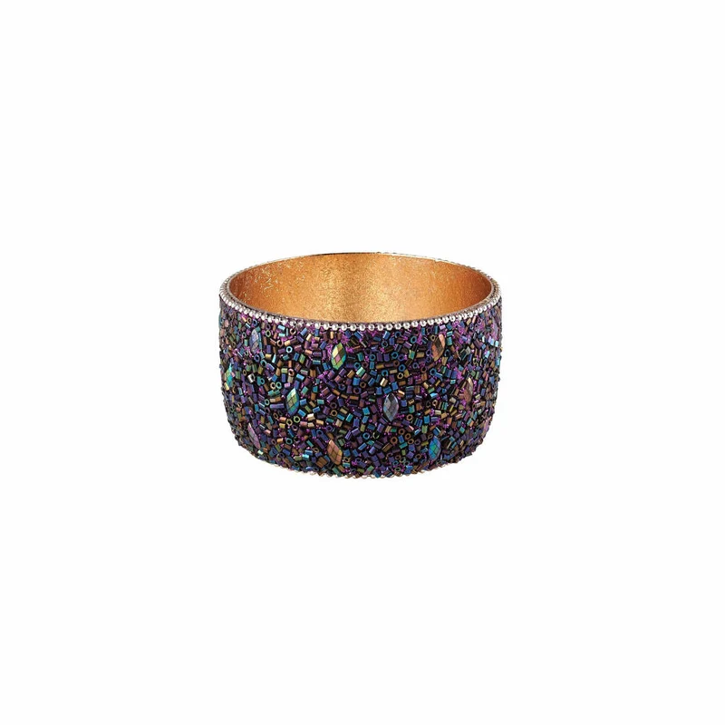 Gift Company Windlicht Madras Perlen S, Teelichthalter, Kerzenhalter, Eisen / Glas, Lila, 8.5 cm, 1074603014