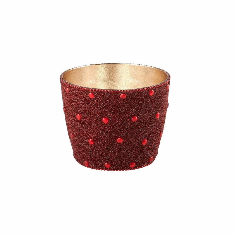 Gift Company Windlicht Madras Perlen M, Teelichthalter, Kerzenhalter, Eisen / Glas, Rot, 10.5 cm, 1074704003